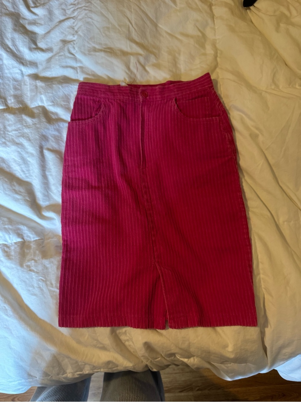 Women's Pink Corduroy Pencil Skirt